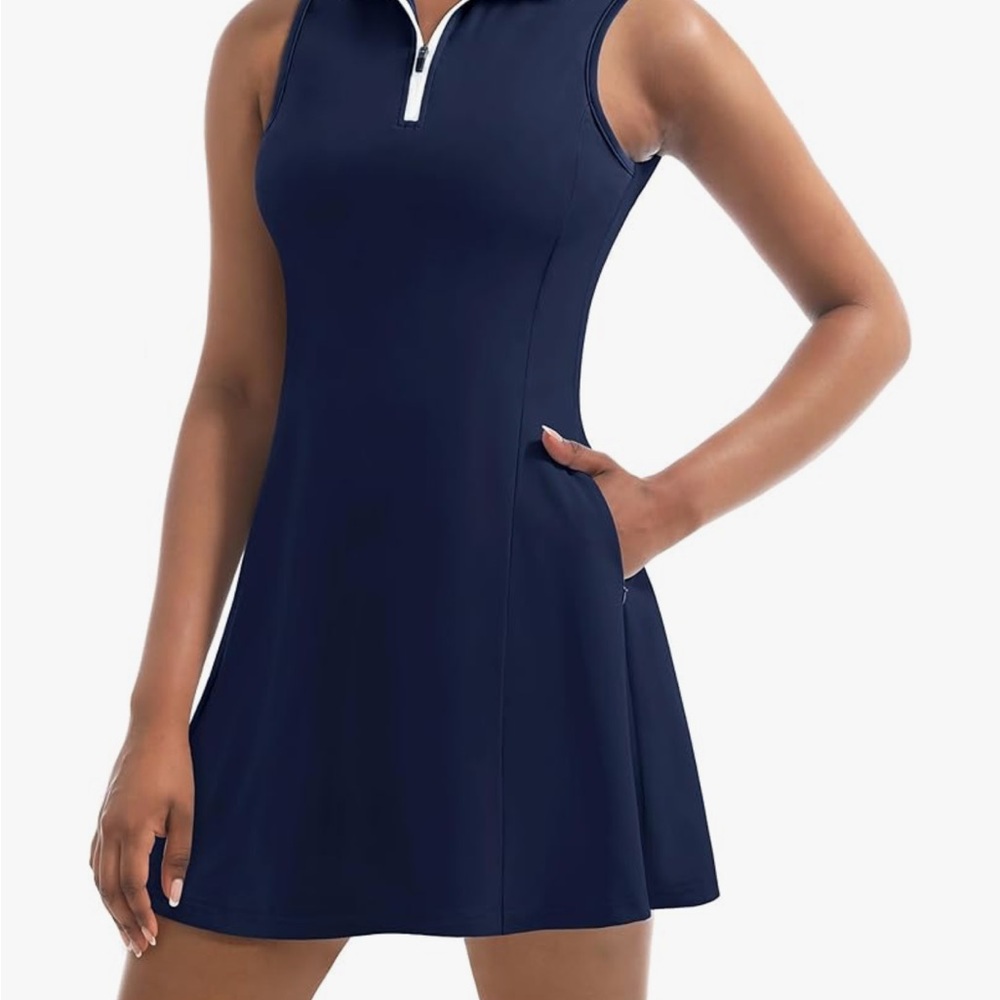 Amazon Women's Navy Blue Zippered Dress